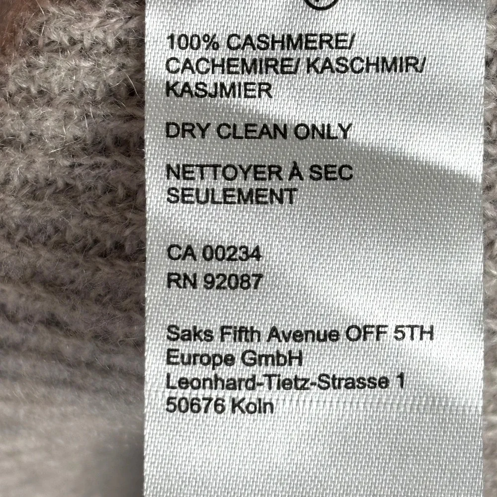 Saks Fifth Ave. Women 100% Cashmere Long Sleeve Sweater Sz XS Taupe Ribbed Soft‎